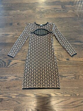 Missoni Geometric Diamond Knit Chest-Cutout Long Sleeve Dress